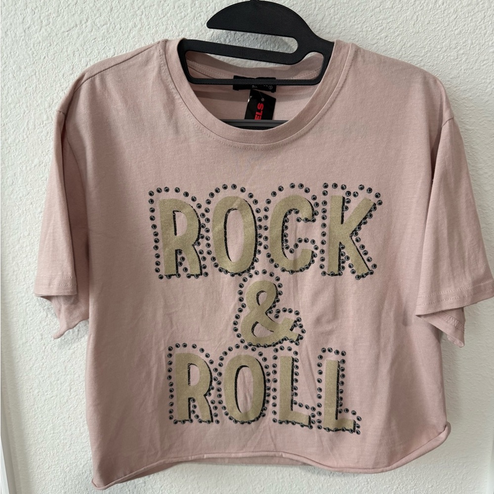 Trendy Pink Rock & Roll Crop Top